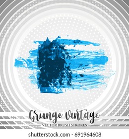 Blue brush stroke and texture. Grunge vector abstract hand - painted element. Underline and border design.