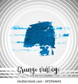 Blue brush stroke and texture. Grunge vector abstract hand - painted element. Underline and border design.