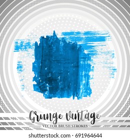 Blue brush stroke and texture. Grunge vector abstract hand - painted element. Underline and border design.