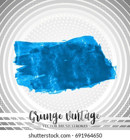 Blue brush stroke and texture. Grunge vector abstract hand - painted element. Underline and border design.