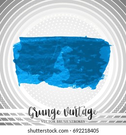 Blue brush stroke and texture. Grunge vector abstract hand - painted element. Underline and border design.