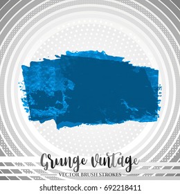Blue brush stroke and texture. Grunge vector abstract hand - painted element. Underline and border design.