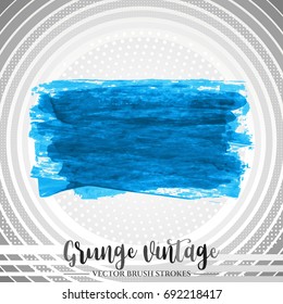 Blue brush stroke and texture. Grunge vector abstract hand - painted element. Underline and border design.
