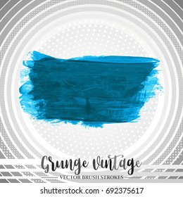 Blue brush stroke and texture. Grunge vector abstract hand - painted element. Underline and border design.