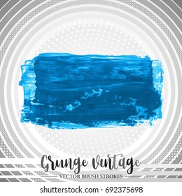 Blue brush stroke and texture. Grunge vector abstract hand - painted element. Underline and border design.