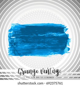 Blue brush stroke and texture. Grunge vector abstract hand - painted element. Underline and border design.