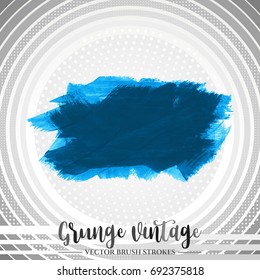 Blue brush stroke and texture. Grunge vector abstract hand - painted element. Underline and border design.