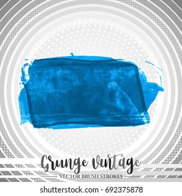 Blue brush stroke and texture. Grunge vector abstract hand - painted element. Underline and border design.