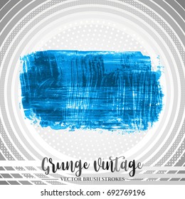 Blue brush stroke and texture. Grunge vector abstract hand - painted element. Underline and border design.