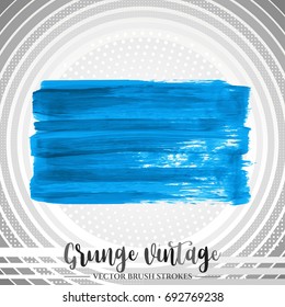 Blue brush stroke and texture. Grunge vector abstract hand - painted element. Underline and border design.