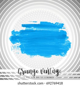 Blue brush stroke and texture. Grunge vector abstract hand - painted element. Underline and border design.
