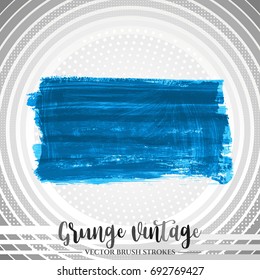 Blue brush stroke and texture. Grunge vector abstract hand - painted element. Underline and border design.