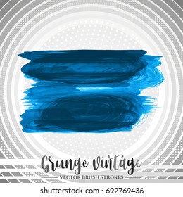 Blue brush stroke and texture. Grunge vector abstract hand - painted element. Underline and border design.