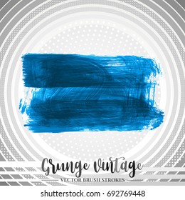 Blue brush stroke and texture. Grunge vector abstract hand - painted element. Underline and border design.