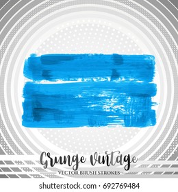 Blue brush stroke and texture. Grunge vector abstract hand - painted element. Underline and border design.