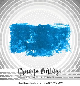 Blue brush stroke and texture. Grunge vector abstract hand - painted element. Underline and border design.