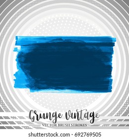 Blue brush stroke and texture. Grunge vector abstract hand - painted element. Underline and border design.