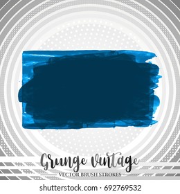 Blue brush stroke and texture. Grunge vector abstract hand - painted element. Underline and border design.