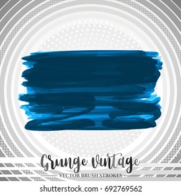 Blue brush stroke and texture. Grunge vector abstract hand - painted element. Underline and border design.