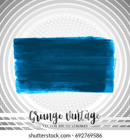 Blue brush stroke and texture. Grunge vector abstract hand - painted element. Underline and border design.