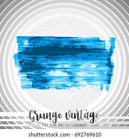 Blue brush stroke and texture. Grunge vector abstract hand - painted element. Underline and border design.