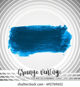 Blue brush stroke and texture. Grunge vector abstract hand - painted element. Underline and border design.