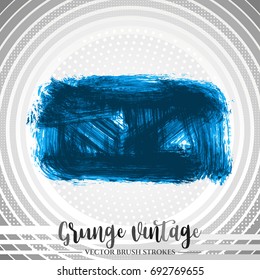 Blue brush stroke and texture. Grunge vector abstract hand - painted element. Underline and border design.