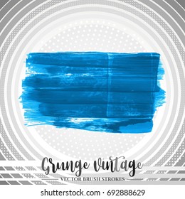 Blue brush stroke and texture. Grunge vector abstract hand - painted element. Underline and border design.