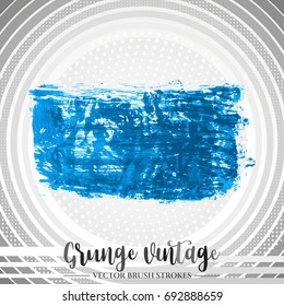 Blue brush stroke and texture. Grunge vector abstract hand - painted element. Underline and border design.