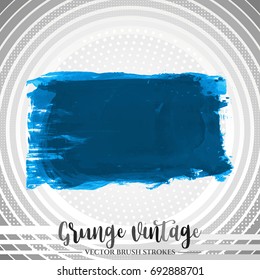 Blue brush stroke and texture. Grunge vector abstract hand - painted element. Underline and border design.