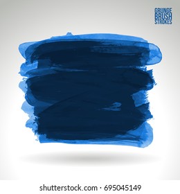 Blue brush stroke and texture. Grunge vector abstract hand - painted element. Underline and border design.
