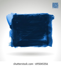 Blue brush stroke and texture. Grunge vector abstract hand - painted element. Underline and border design.