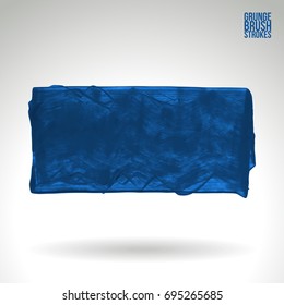 Blue brush stroke and texture. Grunge vector abstract hand - painted element. Underline and border design.