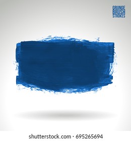 Blue brush stroke and texture. Grunge vector abstract hand - painted element. Underline and border design.