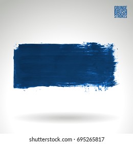 Blaue Pinselstriche und Textur. Abstraktes abstraktes Element von Grunge-Vektorgrafik. Unterstreichen und Rahmendesign.