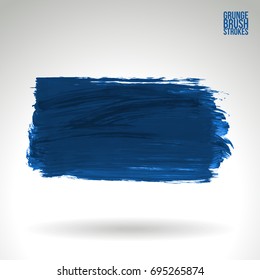 Blue brush stroke and texture. Grunge vector abstract hand - painted element. Underline and border design.