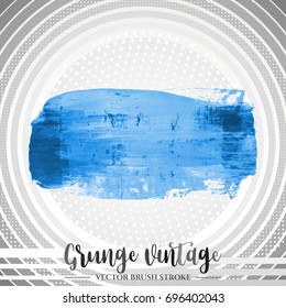 Blue brush stroke and texture. Grunge vector abstract hand - painted element. Underline and border design.