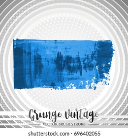 Blue brush stroke and texture. Grunge vector abstract hand - painted element. Underline and border design.