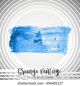 Blue brush stroke and texture. Grunge vector abstract hand - painted element. Underline and border design.