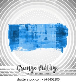 Blue brush stroke and texture. Grunge vector abstract hand - painted element. Underline and border design.