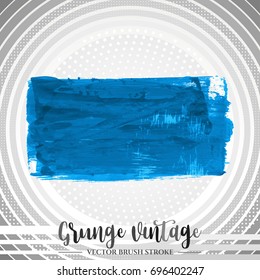 Blue brush stroke and texture. Grunge vector abstract hand - painted element. Underline and border design.