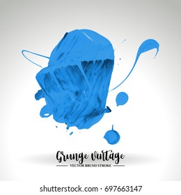 Blue brush stroke and texture. Grunge vector abstract hand - painted element. Underline and border design.