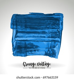 Blue brush stroke and texture. Grunge vector abstract hand - painted element. Underline and border design.