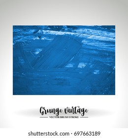 Blue brush stroke and texture. Grunge vector abstract hand - painted element. Underline and border design.