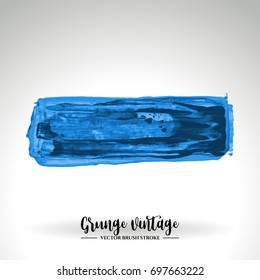 Blue brush stroke and texture. Grunge vector abstract hand - painted element. Underline and border design.