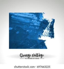 Blue brush stroke and texture. Grunge vector abstract hand - painted element. Underline and border design.