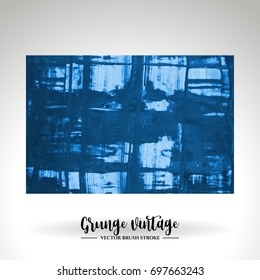 Blue brush stroke and texture. Grunge vector abstract hand - painted element. Underline and border design.