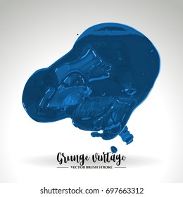 Blue brush stroke and texture. Grunge vector abstract hand - painted element. Underline and border design.