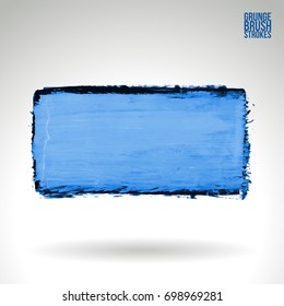 Blue brush stroke and texture. Grunge vector abstract hand - painted element. Underline and border design.