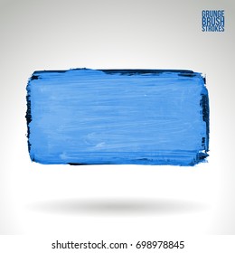 Blue brush stroke and texture. Grunge vector abstract hand - painted element. Underline and border design.